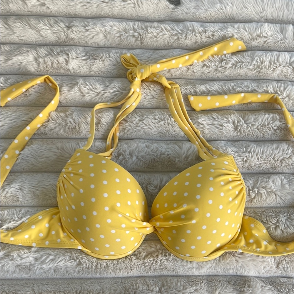 Yellow Polka Dot Bikini Top